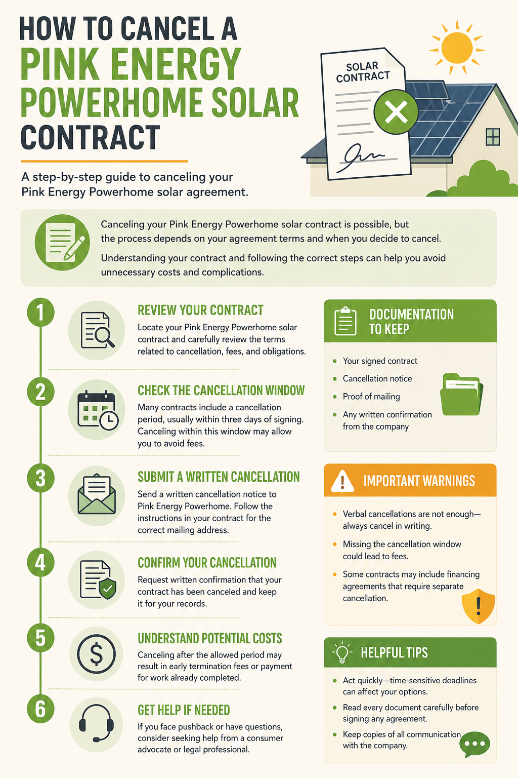 Pink Energy PowerHome Solar Contract Cancellation